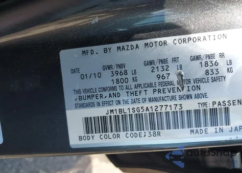 2010 Mazda Mazda3 I Touring from USA, damaged, VIN JM1BL1SG5A1277173